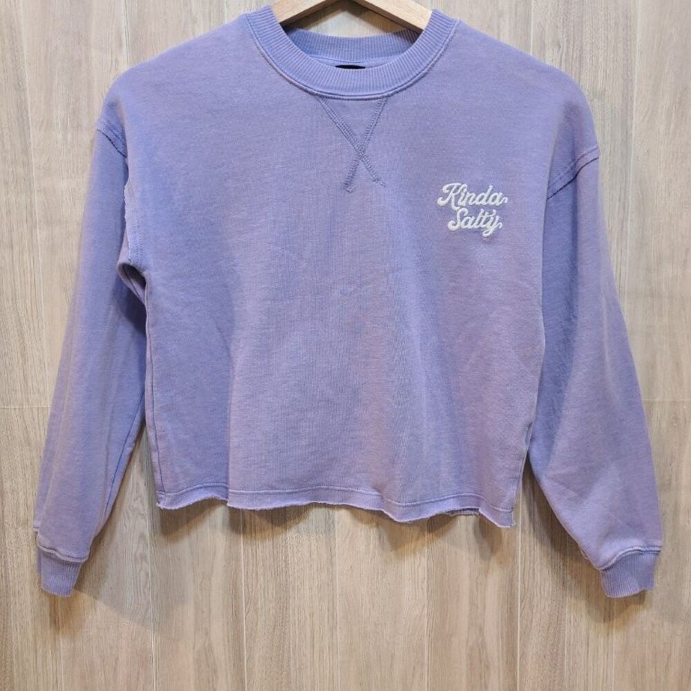 Art Class Girls Medium 8 Purple Kinda Salty Graphic Cropped Sweatshirt Pullover
